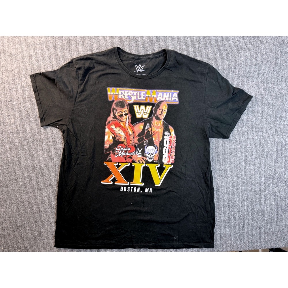 WWE WrestleMania XIV T Shirt 2XL Black Cotton Shawn Michaels Stone Cold Y2K Mens